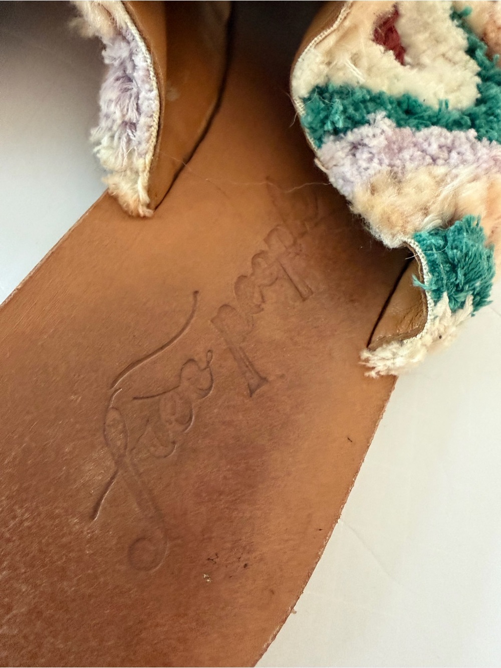 Free People Yuma Woven Mule Sandals Leather Tan Embroidery Women's 37 (7 US) - Picture 4 of 9